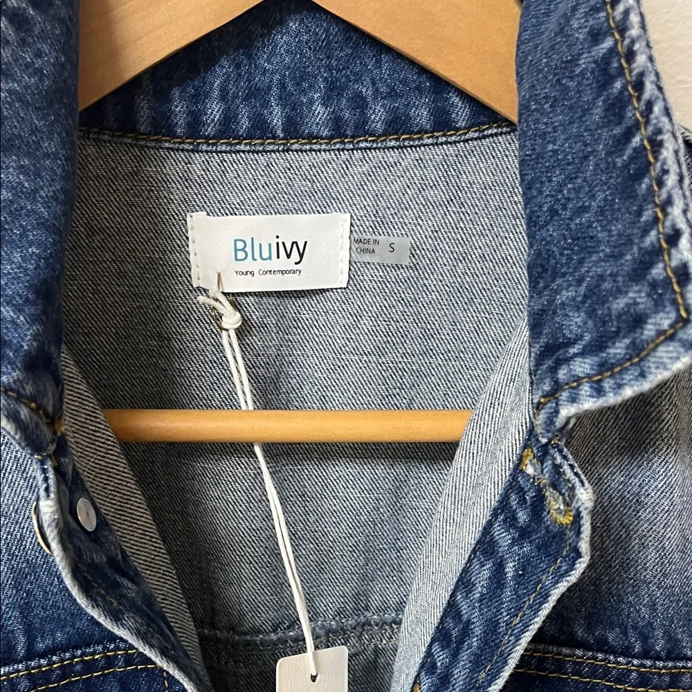 Bluivy Denim Jumpsuit women’s size S new with tags - Picture 2 of 5